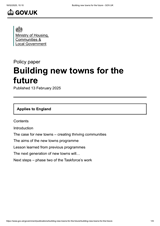 Building new towns for the future COVER