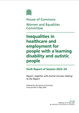 The number of autistic people in inpatient settings is increasing according to a Commons Women and Equalities Committee report cover
