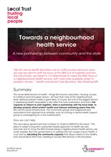 Towards a neighbourhood health service COVER.