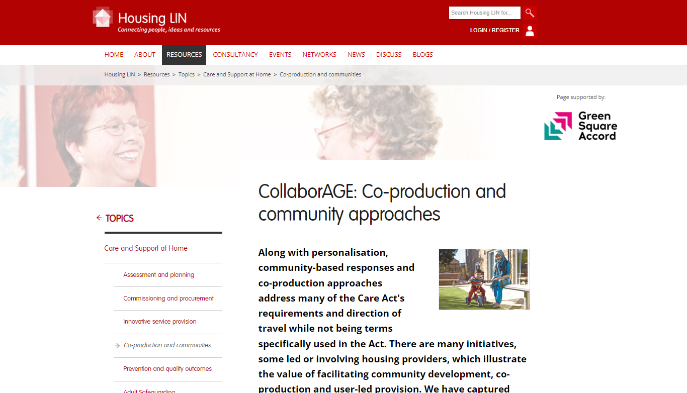 Co-production and community approaches webpage screengrab